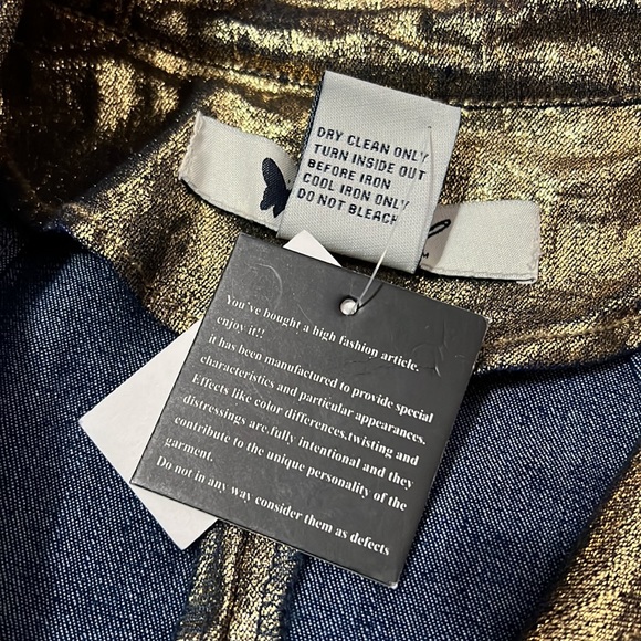 NWT Wet Seal Statement Gold Metallic Trench Style Jacket Blazer Double Breast XS - Picture 6 of 11